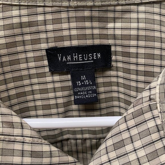 Van Heusen Men's Button Down Dress Shirt, Medium, 15-15.5, Pre-owned - Picture 6 of 7